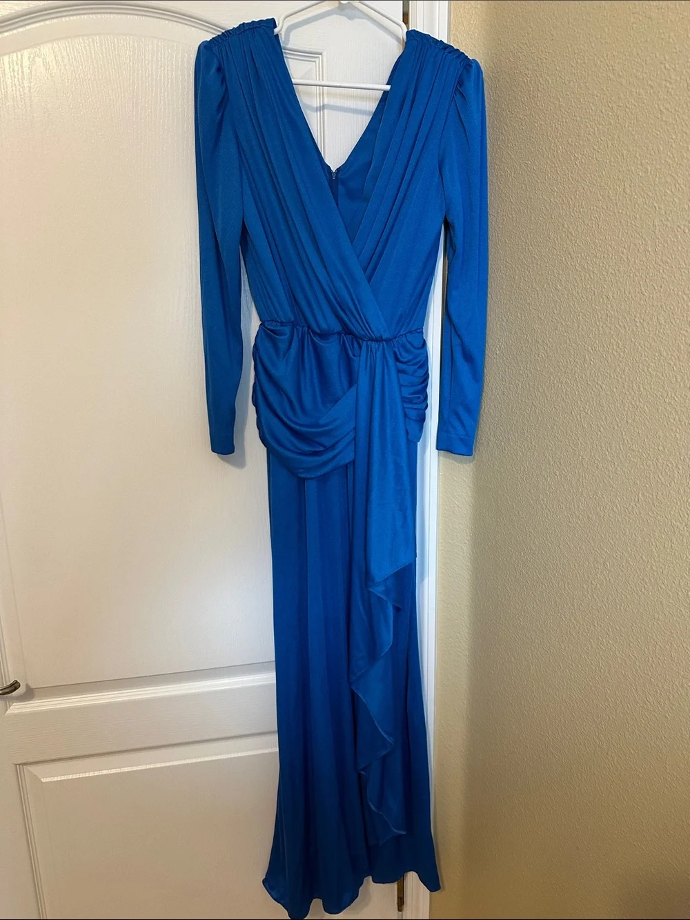 Jovani Dresses | Jovani Size 14 Cobalt Blue Long Sleeve Draped Maxi Gown | Formal | Prom | Color: Blue | Size: 14 | Sunnysidefinds8's Closet